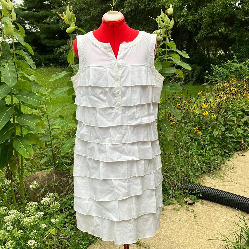 EUC Sz 14 Alfani white tiered sleeveless dress